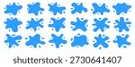 Set of different blue frame, splash puddle water vector elements