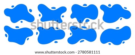 Set of different blue frame, splash puddle water vector elements