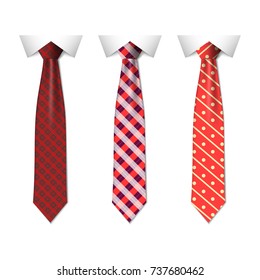 Set different blue ties isolated on white background. Colored tie for men. Vector plain illustration eps10