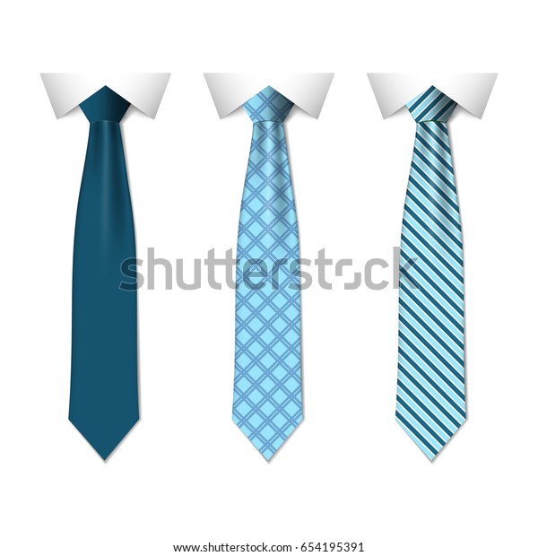 白い背景に別の青のネクタイを設定します 男性用の色付きネクタイ ベクタープレーンイラストeps10 のベクター画像素材 ロイヤリティフリー