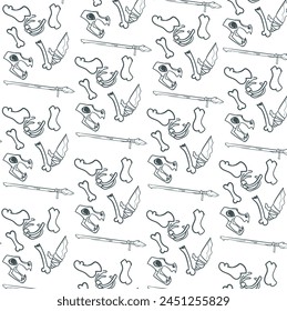 A set of different bones of an ancient animal. The art is suitable for archaeological and similar projects.