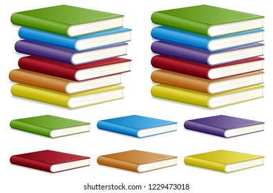 Set of different book colour illustration