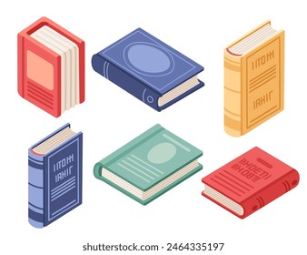 Conjunto de libro diferente con Ilustración vectorial de tapa dura aislado sobre fondo blanco