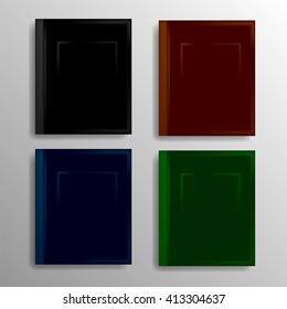 Set of Different Book Icons Isolated on Grey Background