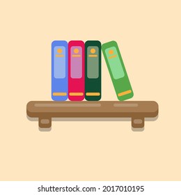 A set of different books on a shelf in the wall in a beautiful professional style