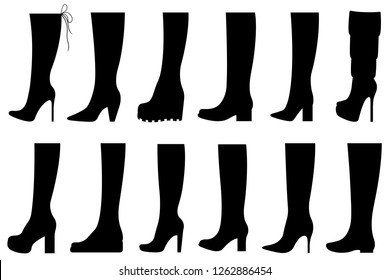 Set of different boots isolated on white