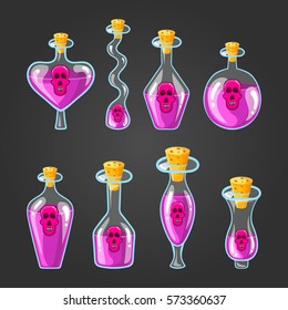 Set with different bottles of potion