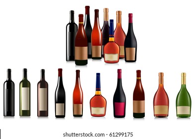 Set of different bottles. Vector illustration.