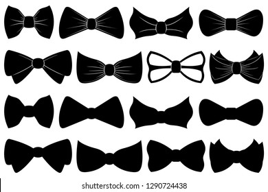 Set of different bow ties isolated on white