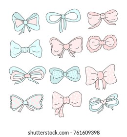 Set of different bow. Vector illustration