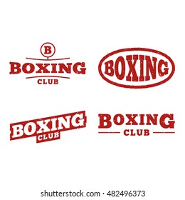Set of different boxing badges. Flat vector, logo, logotype, symbol, mark design on white background. Can be used for sport, workout, gym.