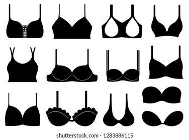 Black Bra Icons On White Background Stock Vector (Royalty Free ...