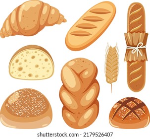 Set of different breads illustration