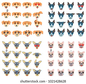 Set of different breeds of dogs Emoji Emoticon Expression