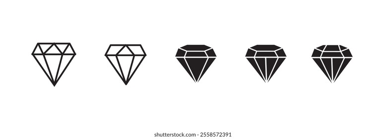 Set of different brilliant icon. Diamond icon Isolated over transparet