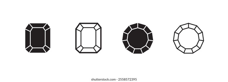 Set of different brilliant icon. Diamond icon Isolated over transparet