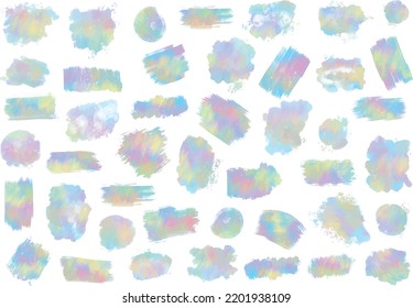 set of different brush shapes with blue rainbow pastel colors