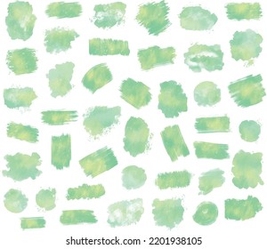 conjunto de diferentes formas de pincel con colores pastel verdes