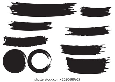Conjunto de traçados de pincel diferentes. Coleção de vetores do Pincel. Linha de traçado da textura grunge.