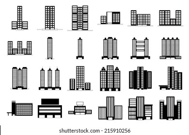 a set different buildings