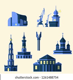 Set of different buildins vector illustration flat isolated