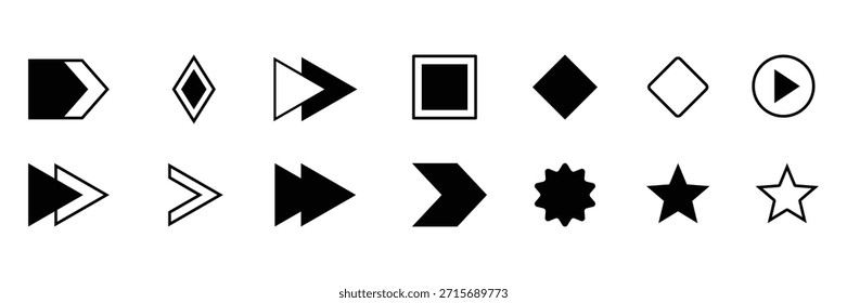 Set of different bullet points icon collection. Minimal user interface elements for apps, websites, infographics. Isolated vector bullet point symbol.