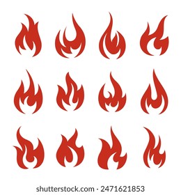 Satz verschiedener brennender Feuer-Symbole