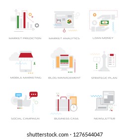 set different business concepts collection line style isolated