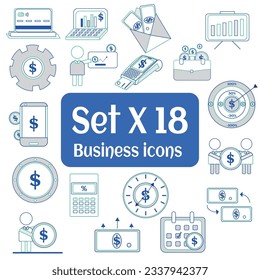 Set of different business icons Vector