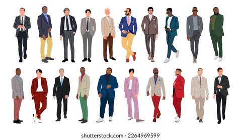 Conjunto de diferentes ilustraciones vectoriales de hombres de negocios