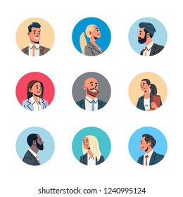 set different business people avatar man woman face profile icon concept online support service female male cartoon character portrait collection isolated flat