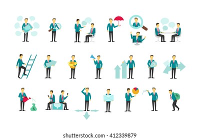 Set different business people flat conception vector illustration