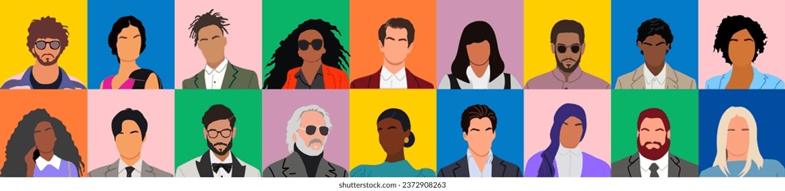 Set of different business person vector avatars.