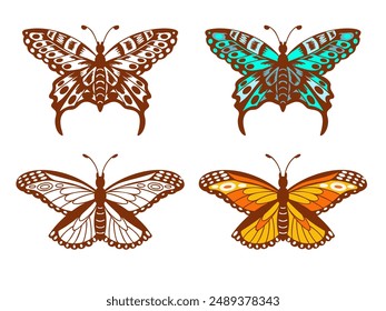 A set of different butterflies.  Vector illustration