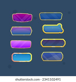 Set verschiedener Tasten in blauer Farbe und goldener, schmaler Cartoon-Vektordesign