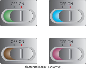 Set of different buttons and switches, web interface design elements isolated on white background, vector illustration