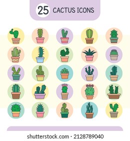 Set of different cactus icons Vector