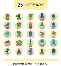Set of different cactus icons Vector