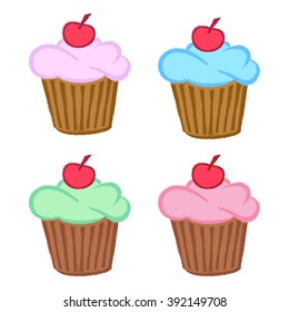 Set of different cakes. Vector Image. Sketch.
