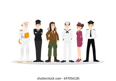 Set of different career professional people characters