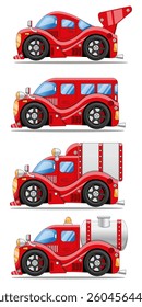 A set of different cars. Side view. Isolated on white background. Vector illustration. 