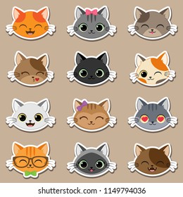 Set of different cartoon cats