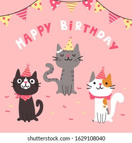 Set Different Cartoon Catshappy Birthday Letteringlovely Stock Vector ...