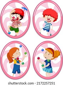 Set of different cartoon characters illustration