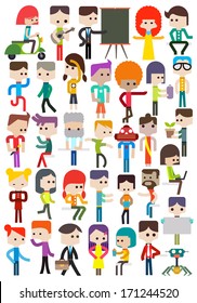 Set of different cartoon characters people, vector illustration