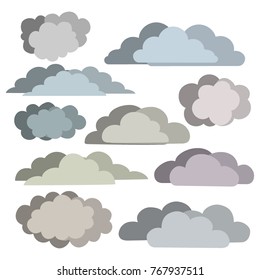set of different cartoon clouds
