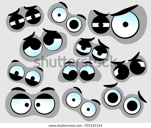 Set Different Cartoon Eyes On Grey Stock Vector (Royalty Free ...