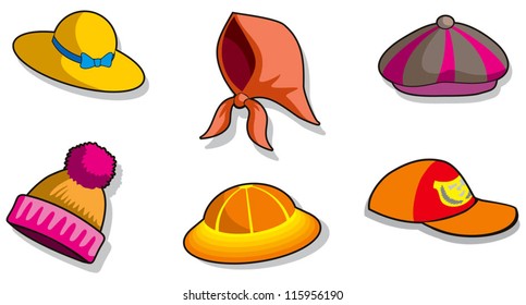 Set of different cartoon headdresses, vector illustration