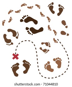 set of different cartoon style footprints