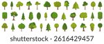 Set of different cartoon trees. Garden and forest tree in a flat design
